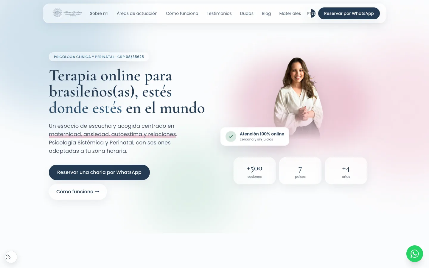 Web de psicóloga hecha por Binoma Studio